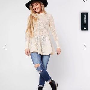 Free People Coffee in the Morning ivory tunic